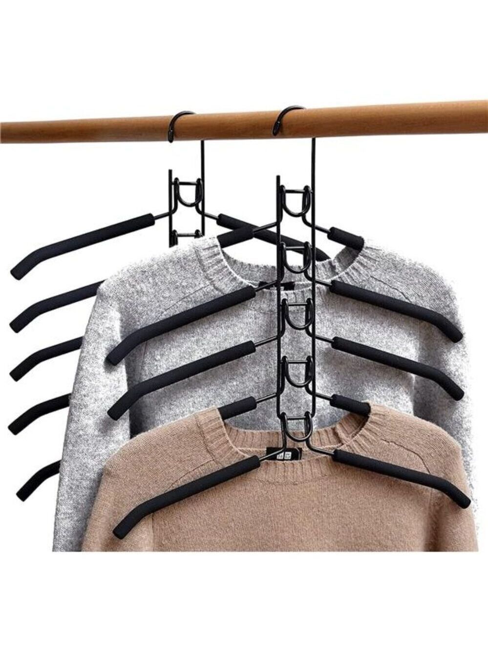 Space Saving Clothes Hangers 2 Pack Non Slip Heavy Duty Closet Organizer